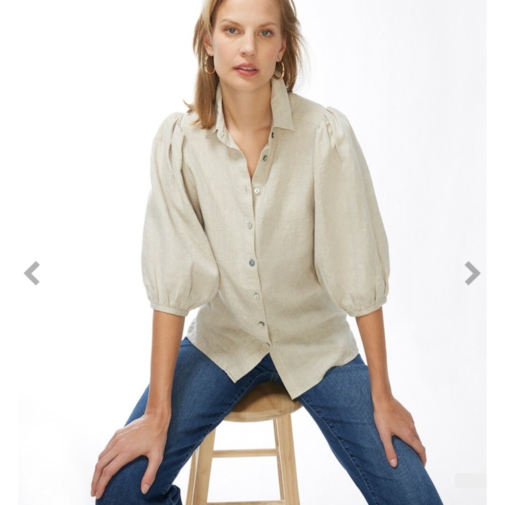 Chicos Linen Billow Sleeve Shirt L
